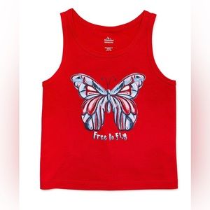 Way To Celebrate Girls Butterfly Tank Top, Size S (6-6x) New patriotic